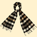 Bassin and Brown Lillee Check Cotton Scarf - Black, Taupe and White