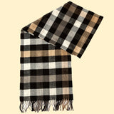 Bassin and Brown Lillee Check Cotton Scarf - Black, Taupe and White