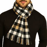 Bassin and Brown Lillee Check Cotton Scarf - Black, Taupe and White