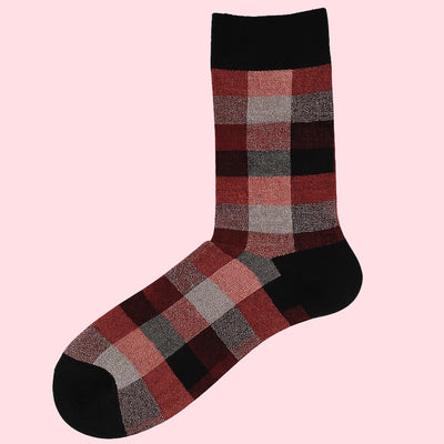 Bassin and Brown Lachlan Multi Colour Check Socks – Black, Pink and Red
