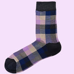 Bassin and Brown Lachlan Multi Colour Check Socks – Black, Lilac, Grey and Blue