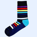 Bassin and Brown Levina Horizontal Striped Socks -  Navy Multi Coloured