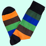 Bassin And Brown Multi Coloured Stripe Socks -Blue, Green, Brown, Orange and Navy