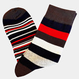 Bassin and Brown Medium and Thin Multi Stripe Socks – Brown, Red, Grey, Black and White.