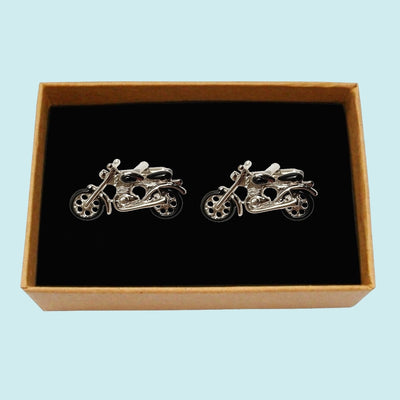 Bassin and Brown Motorbike Cufflinks - Silver and Black