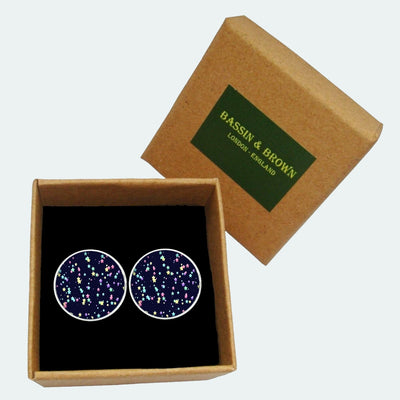 Bassin and Brown Multi Colour Mini Stars Cufflinks  -  Navy