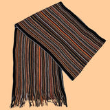 Bassin and Brown Simpson Multi‑Stripe Wool Scarf – Orange, Brown & Grey Detailing