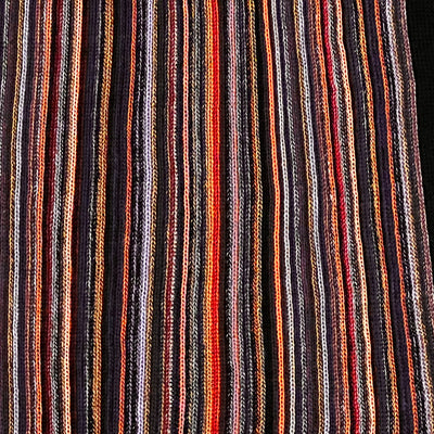 Bassin and Brown Simpson Multi‑Stripe Wool Scarf – Orange, Brown & Grey Detailing