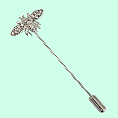 Bassin and Brown Silver Bee Lapel Pin with Crystal Wings