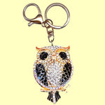 Bassin and Brown Rhinestone Owl Keyring - Gold and Black