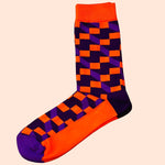 Bassin and Brown Optical Check Socks – Orange, Purple and Wine