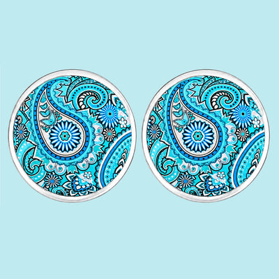 Bassin and Brown Paisley Cufflinks - Aqua Blue