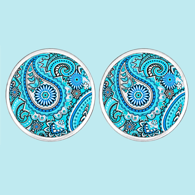 Bassin and Brown Paisley Cufflinks - Aqua Blue