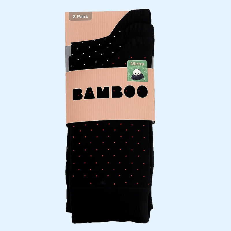 Bassin and Brown Men's 3 Pack 100% Bamboo Pin Dot Black Socks