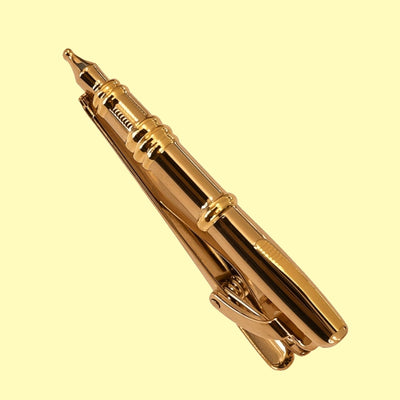 Bassin and Brown Fountain Pen Tie Bar - Gold