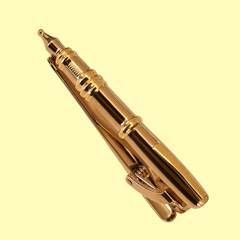 Bassin and Brown Fountain Pen Tie Bar - Gold