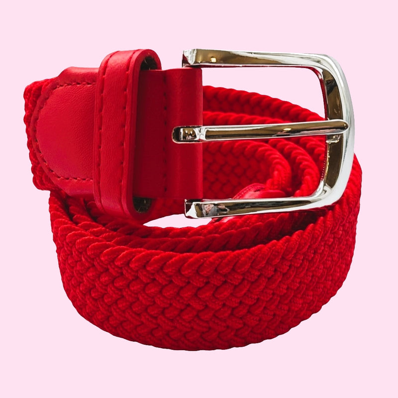 Bassin and Brown Rhodes Plain Red Woven Elasticated Belt