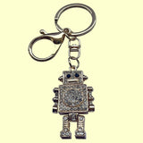 Bassin And Brown Crystal Robot Rhinestone Keyring - Gold