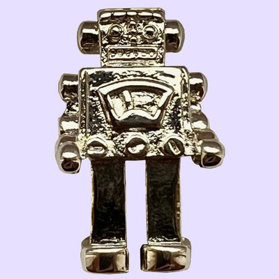 Bassin and Brown Robot Lapel Pin - Silver
