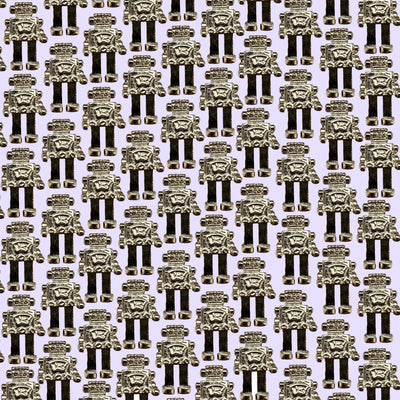 Bassin and Brown Robot Lapel Pin - Silver