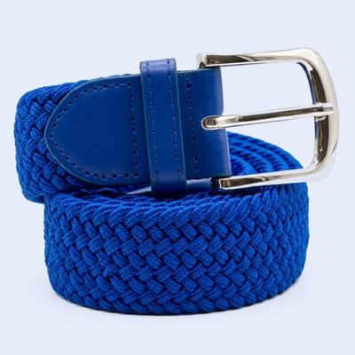 Bassin and Brown Rhodes Plain Blue Woven Elasticated Belt