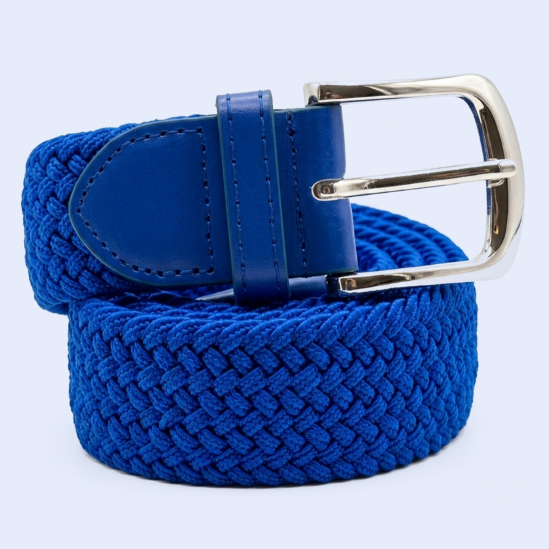 Bassin and Brown Rhodes Plain Blue Woven Elasticated Belt