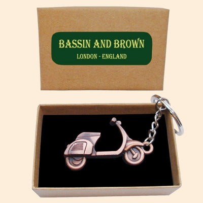 Bassin and Brown Scooter Keyring -  Antique Bronze