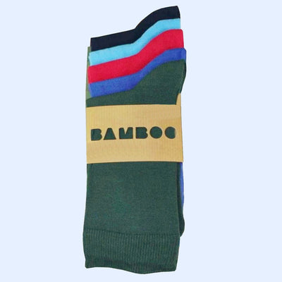 Bassin and Brown   100% Bamboo Plain Socks - Five Pack- Sea Green, Wine, Blue, Black and Powder Blue