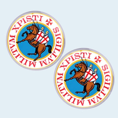 Bassin and Brown Sigillum Militum Xpisti Knights Templar Cufflinks - Blue, Red and White