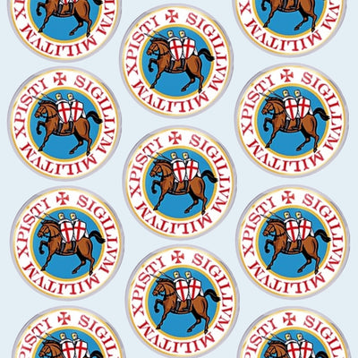 Bassin and Brown Sigillum Militum Xpisti Knights Templar Cufflinks - Blue, Red and White