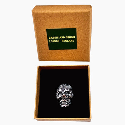 Bassin and Brown Silver Skull Lapel Pin