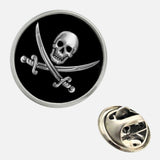 Bassin and Brown Skull and Crossed Swords Lapel Pin – Black and White