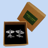 Bassin and Brown Spitfire Silver Roundel Cufflinks