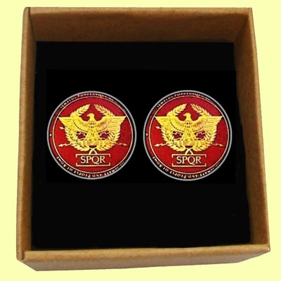 Bassin and Brown SPQR - The Senate and People Of Rome Cufflinks - Wine and Gold