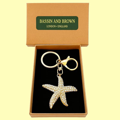 Bassin and Brown Gold Starfish Keyring – A Touch of Coastal Sophistication