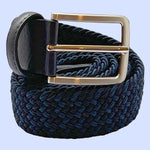 Bassin and Brown Benick Two Colour Striped Woven Belt – Navy and Royal Blue.