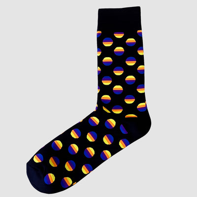 Bassin and Brown Scaup Spot Socks - Black with Multi-Coloured Spots