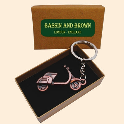Bassin and Brown Scooter Keyring -  Antique Bronze