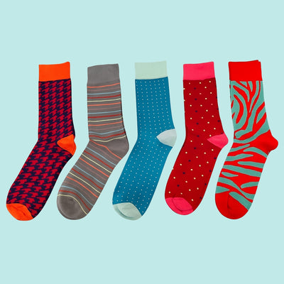 Bassin and Brown Senna 5-Pack Bamboo Socks – Assorted Designs, Multicolour