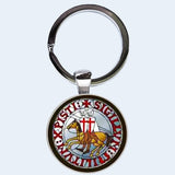 Bassin and Brown Sigillum Militum Knights Templar Keyring - Blue, Red, Brown and White