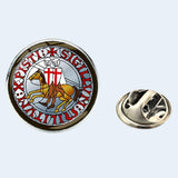 Bassin And Brown Sigillum Militum Knights Templar Lapel Pin - Blue, Red, Brown And White