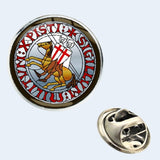 Bassin And Brown Sigillum Militum Knights Templar Lapel Pin - Blue, Red, Brown And White