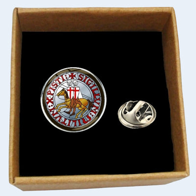 Bassin And Brown Sigillum Militum Knights Templar Lapel Pin - Blue, Red, Brown And White