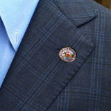 Bassin And Brown Sigillum Militum Knights Templar Lapel Pin - Blue, Red, Brown And White