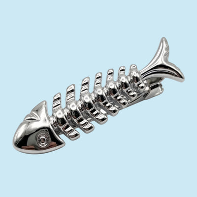Bassin and Brown Silver Fish Skeleton Tie Bar