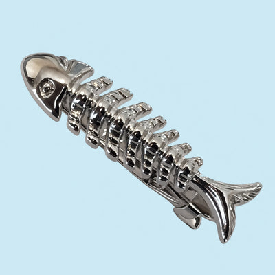 Bassin and Brown Silver Fish Skeleton Tie Bar