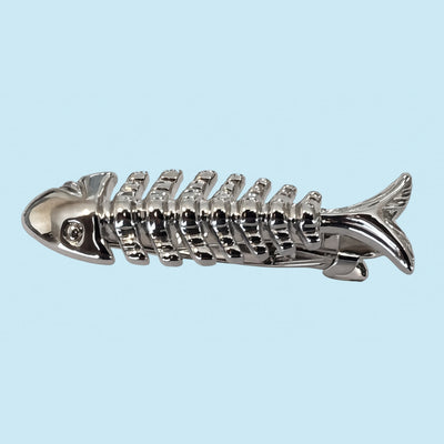 Bassin and Brown Silver Fish Skeleton Tie Bar