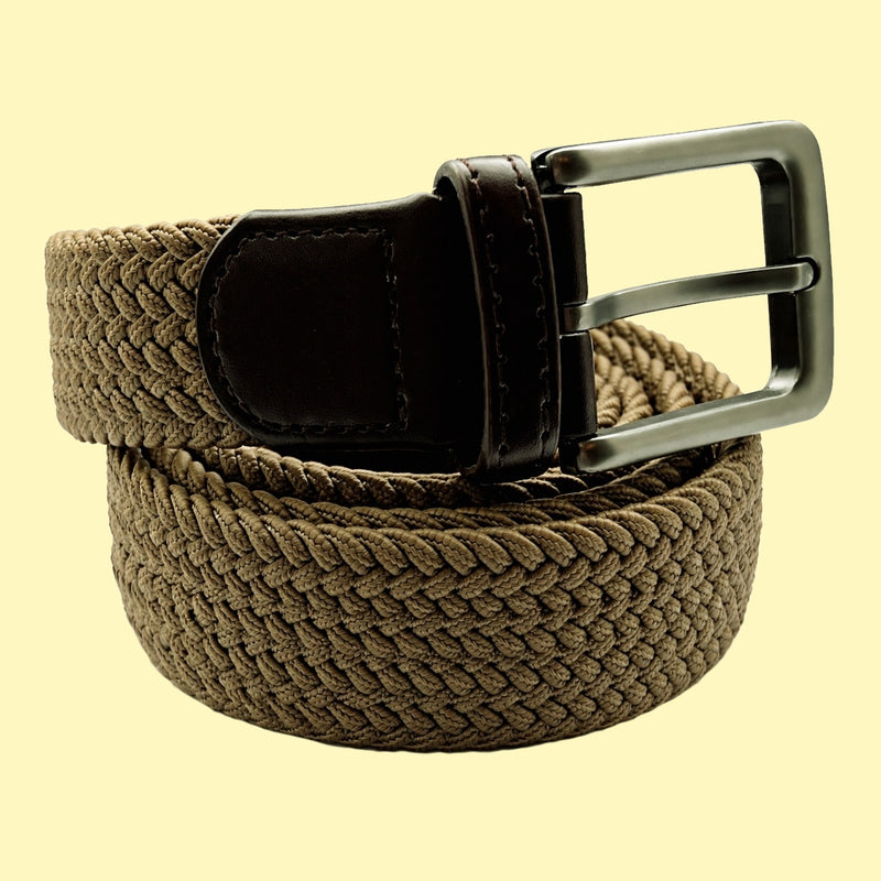 Bassin and Brown Springett Plain Taupe Woven Elasticated Belt