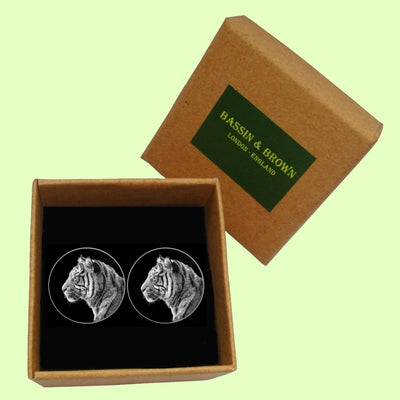 Bassin and Brown Tiger Cufflinks - Black and Grey