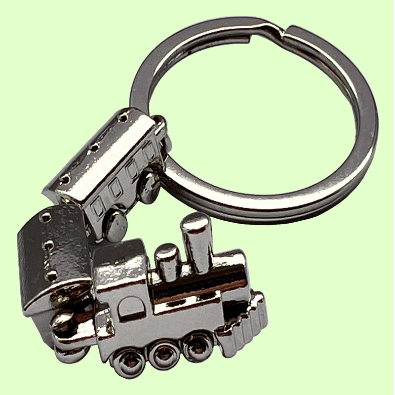 Bassin and Brown Train and Carriages Keyring - Silver